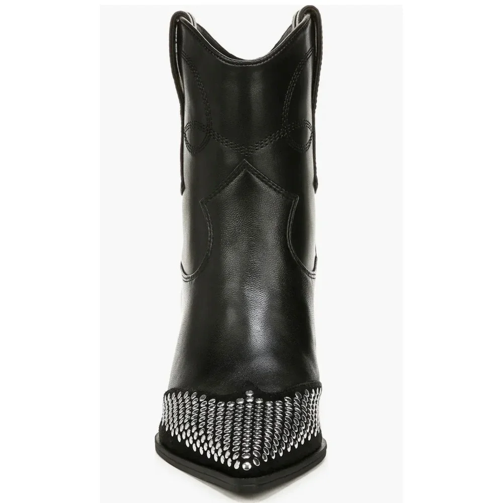 Circus NY by Sam Edelman Studded Ankle Boots‎ Black Leather Pointed Toe Size 6